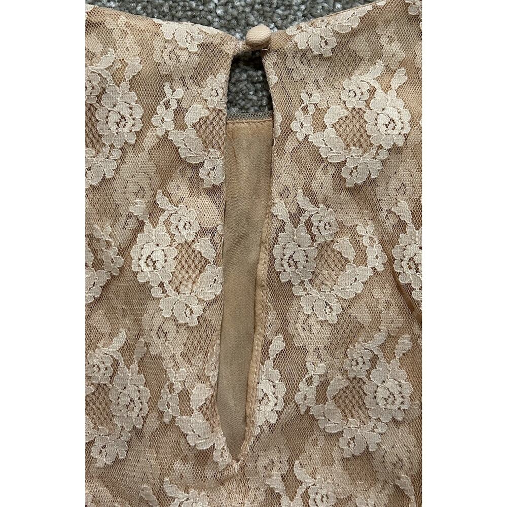 Anthropologie Women’s US 10 Tiered Lace Blouse Top Peach Sleeveless Ruffle - Picture 9 of 9